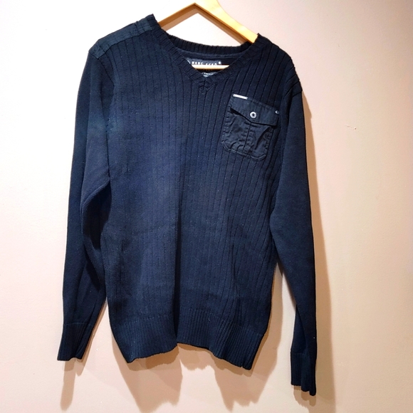Marc Ecko black rib knit cadet sweater - Picture 1 of 6